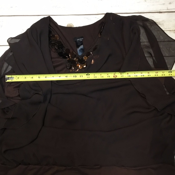 Brown Plus Size Layered Top with Sequins Pat Rego - Picture 7 of 7
